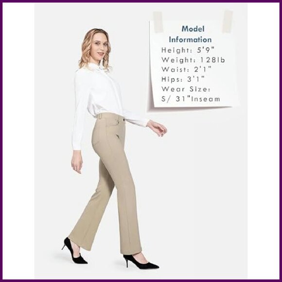 Stretchy Yoga Dress Pants Professional Work Slacks Straight Leg Bootcut - Picture 4 of 8